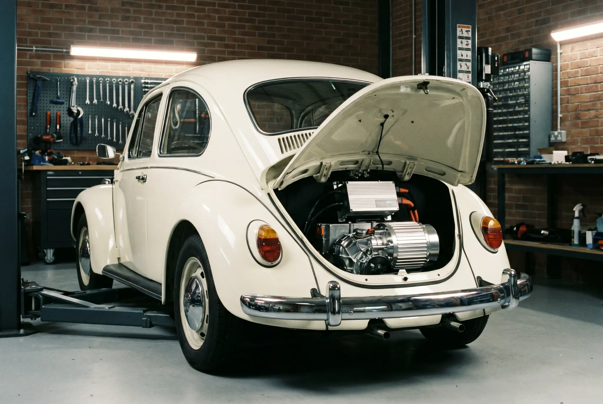 Classic car being converted to electric